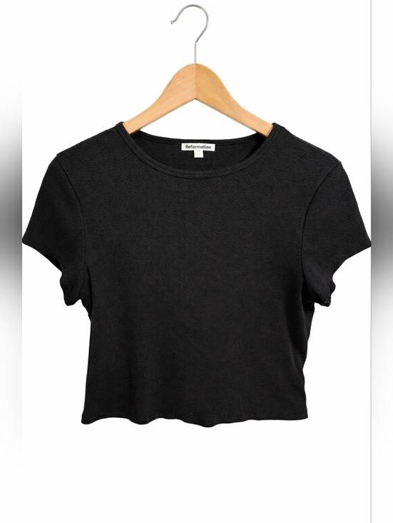 Reformation Tops - Reformation Black Ribbed Crop Tee Size 1X Sustainable Basics
